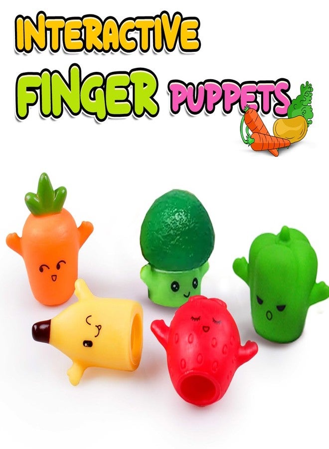 Wembley 5Pc Finger Puppets for Kids| Soft Squishy Toy Set| Easy to Slide Hand Puppets| Set Interactive Storytelling Role Play Fun for Boys, Girls and Toddlers (Fruits & Veggies) - Image 3
